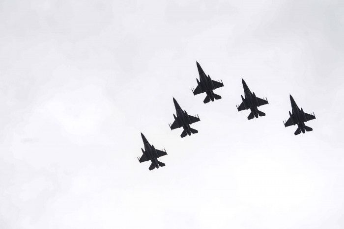 新戰機「F-16V」首度在國慶典禮上登場。攝／梁駿樂