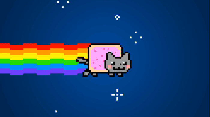 知名的迷因圖彩虹貓（Nyan Cat）被作者發行為加密藝術作品，以高達300乙太幣（ETH）約合56.1萬美元的價格拍出。（圖／翻攝自YouTube）