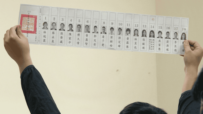 1126嘉義市投票所唱票，各界關注改名16字的實況主選情，林瑞霞亦相當掛心青年票源是否遭瓜分。